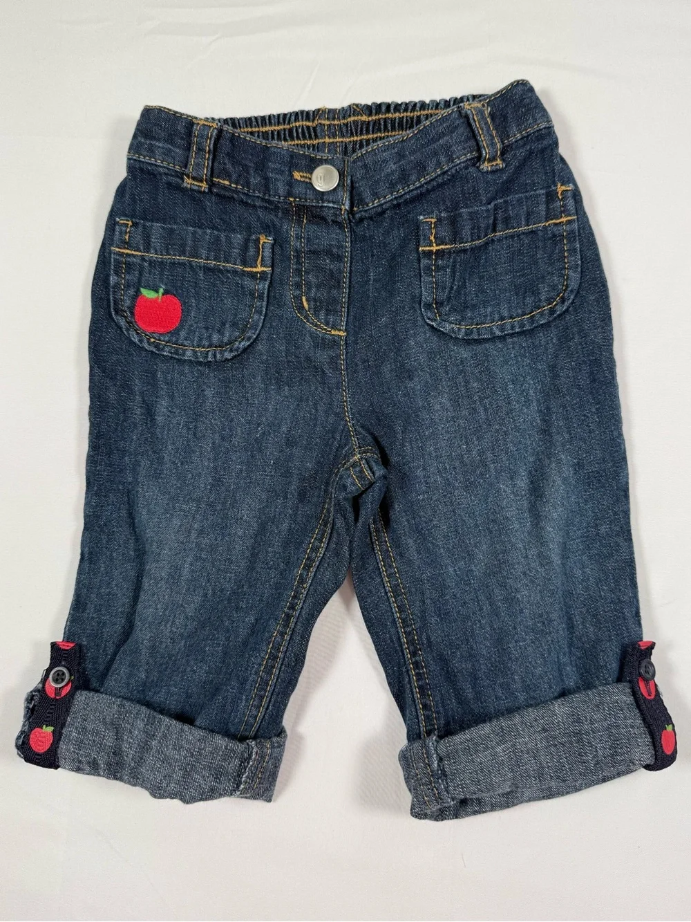 VINTAGE GYMBOREE Girls Apple 2007 Roll Tab Denim‎ Jeans 12-18M Cottagecore Fall
